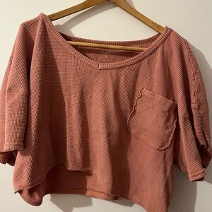 Women's Pink Waffle Knit Top